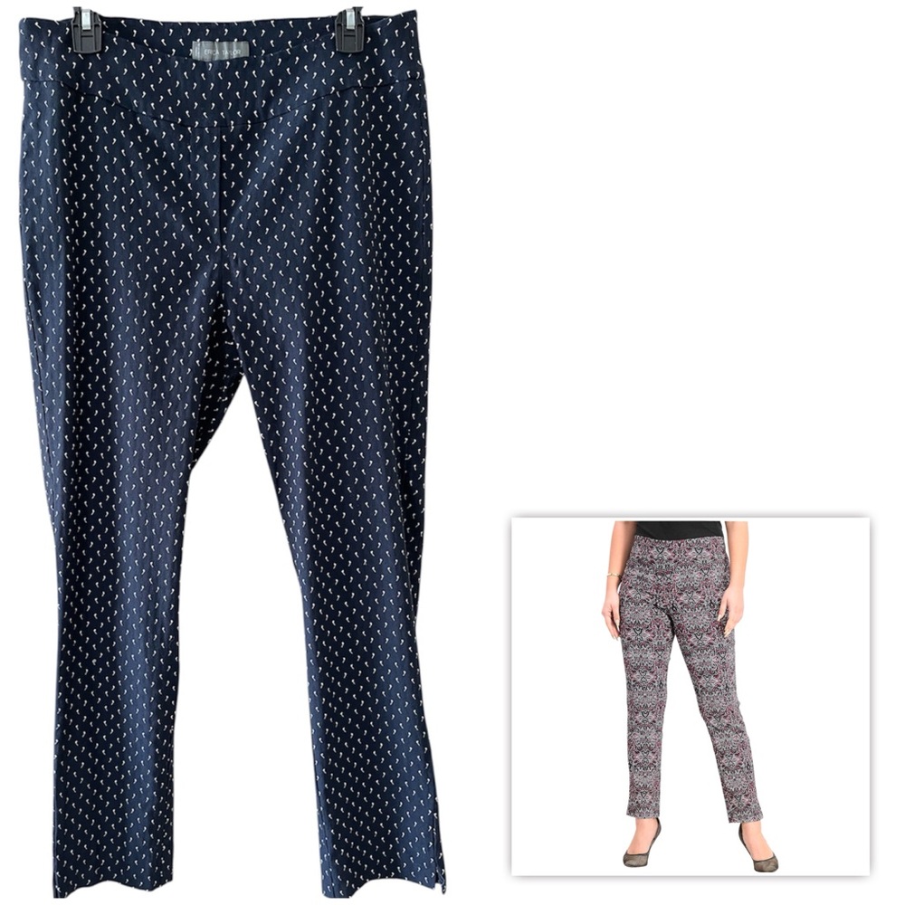 Erica Taylor Jacquard Pull-on Straight Leg Patterned Pants - 1X
